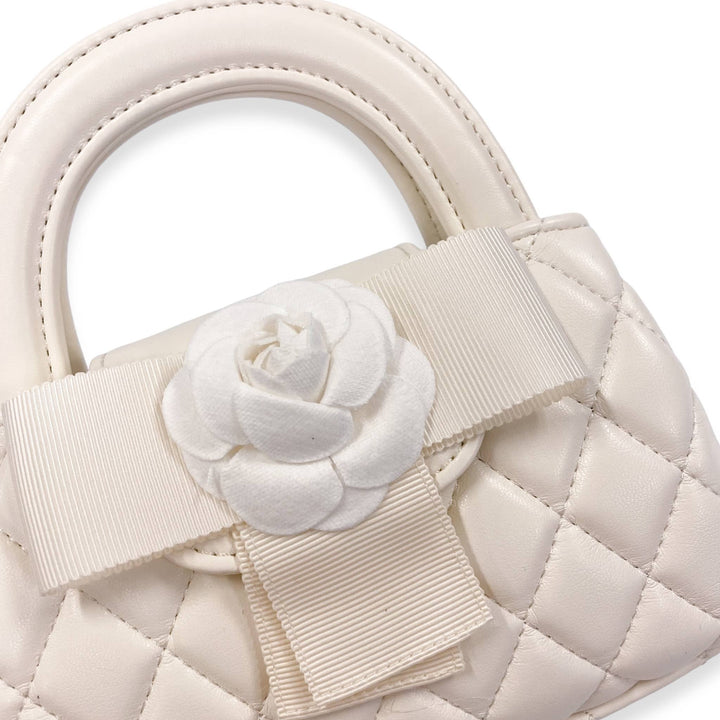 FLORAL APPLIQUÉ QUILTED BAG | BLACK