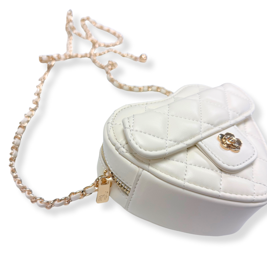 QUILTED LEATHER HEART PURSE | PINK