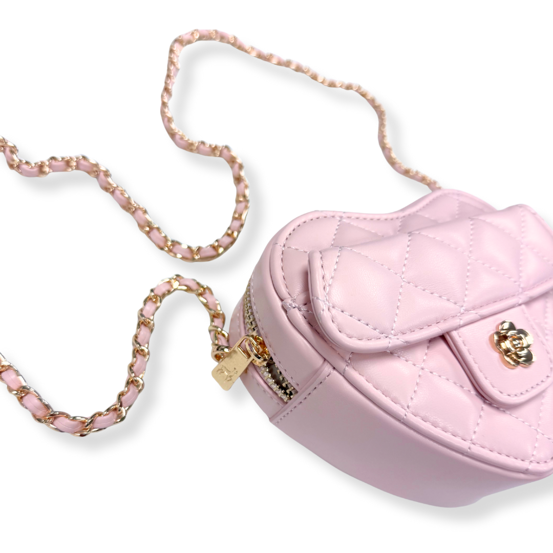 QUILTED LEATHER HEART PURSE | PINK