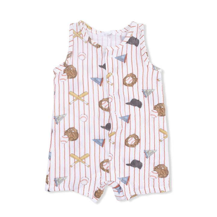SHORTIE ROMPER | VINTAGE BASEBALL STRIPE