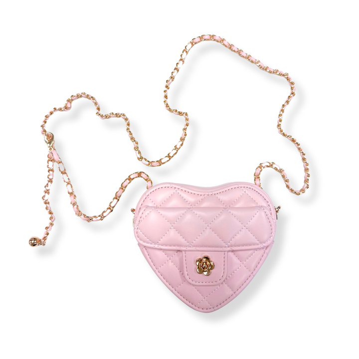 QUILTED LEATHER HEART PURSE | PINK