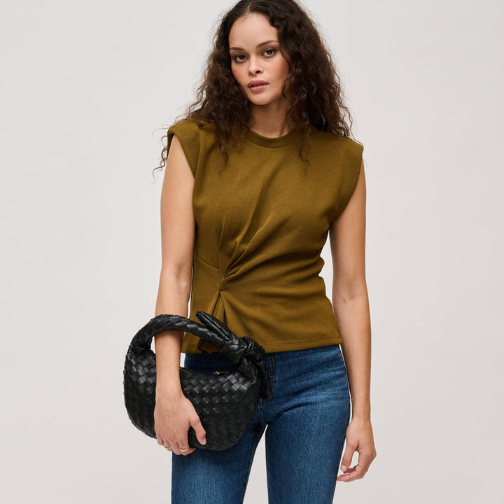 LIZBETH WOVEN KNOT CLUTCH | BLACK