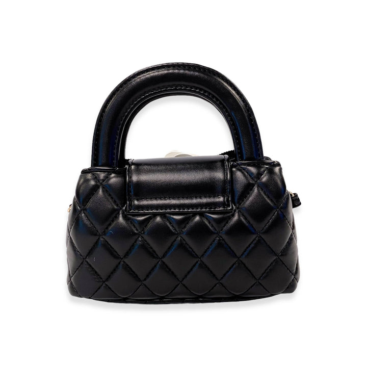 FLORAL APPLIQUÉ QUILTED BAG | BLACK