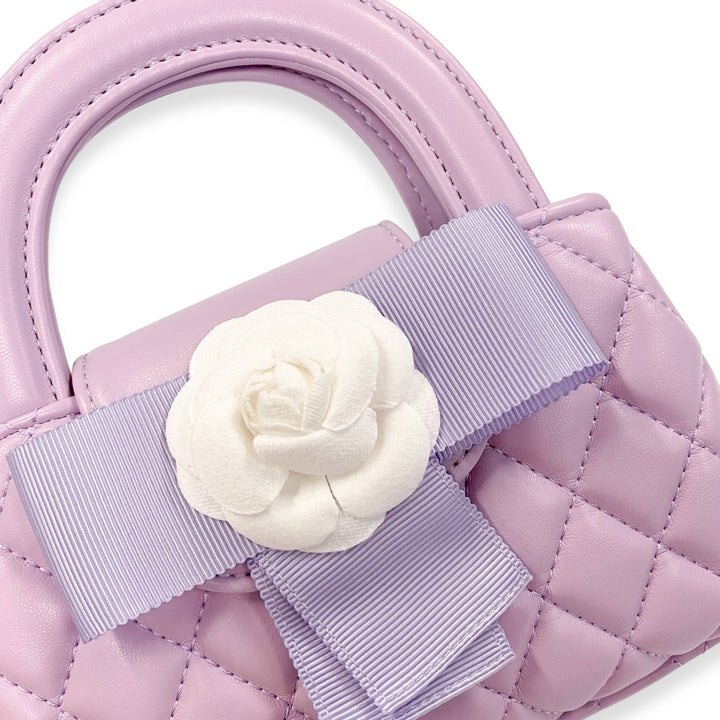 FLORAL APPLIQUÉ QUILTED BAG | BLACK