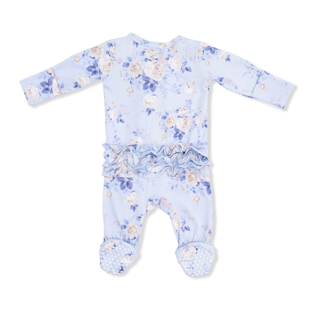 RUFFLE BACK ZIPPER FOOTIE | ROSE FLORAL