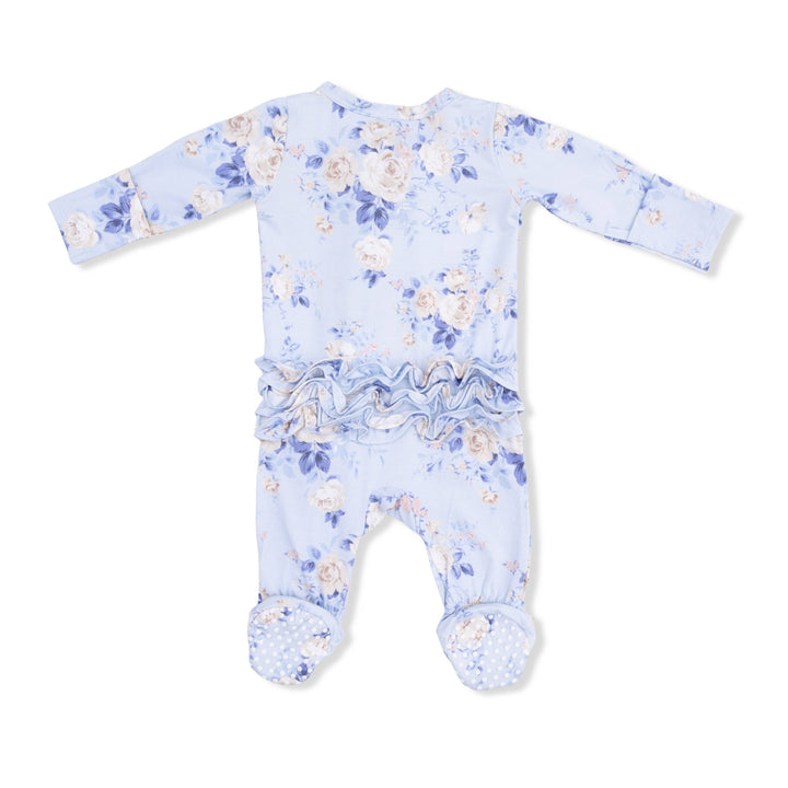 RUFFLE BACK ZIPPER FOOTIE | ROSE FLORAL