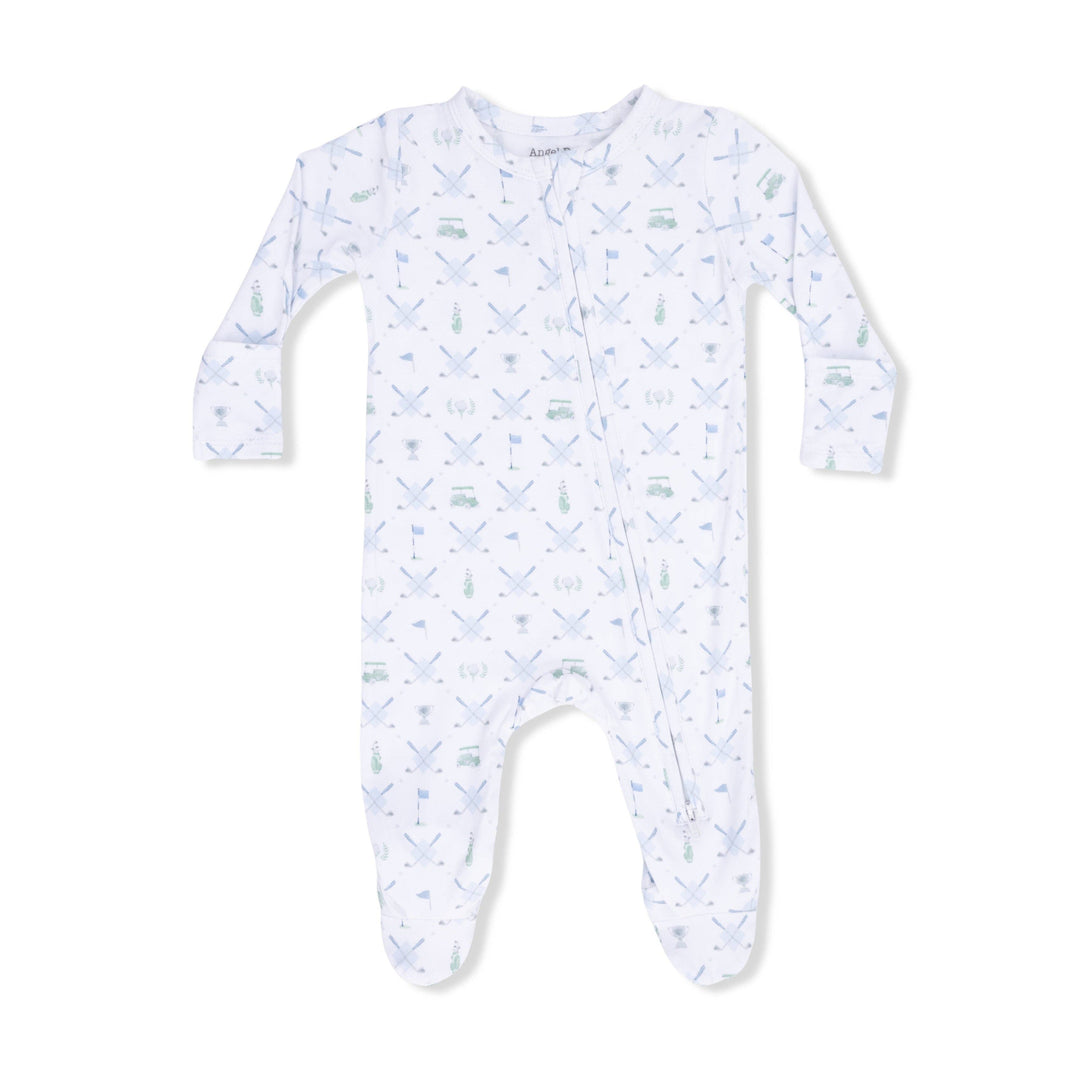 ZIPPER FOOTIE | GOLF TRELLIS BLUE