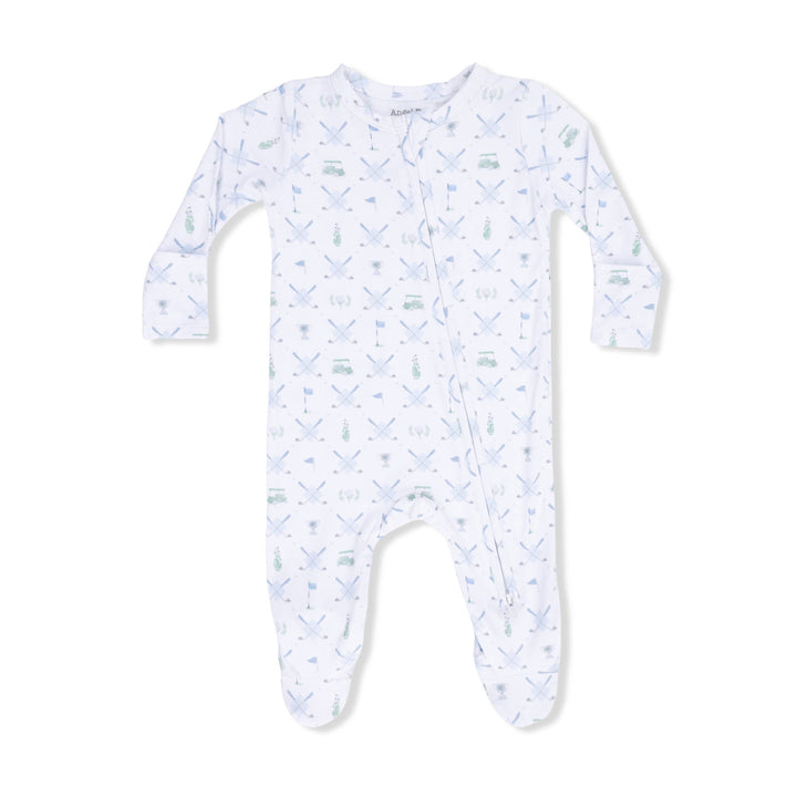 ZIPPER FOOTIE | GOLF TRELLIS BLUE