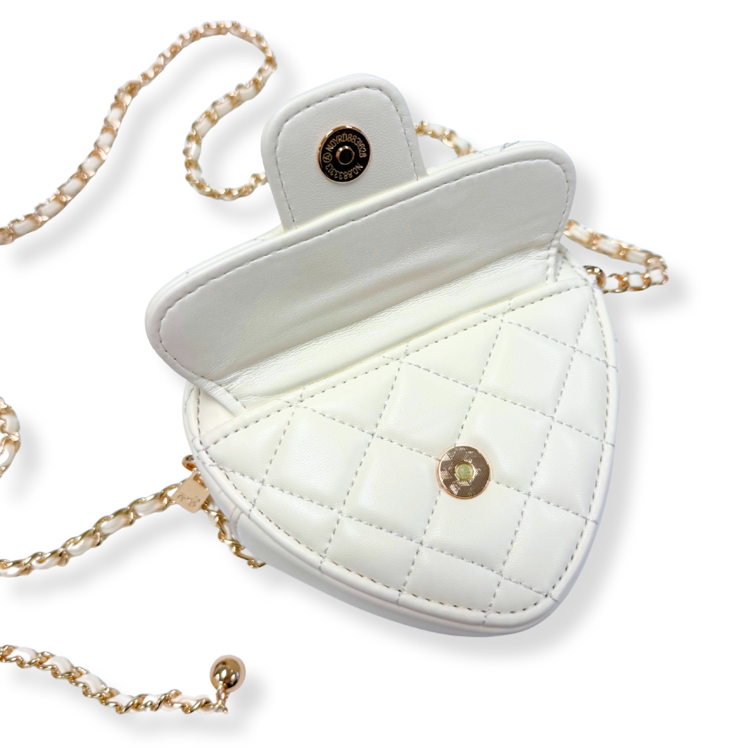 QUILTED LEATHER HEART PURSE | PINK