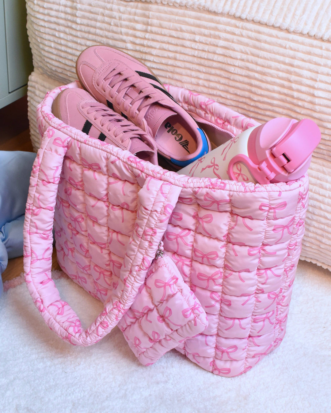 QUILTED SCRUNCHIES LARGE TOTE BAG WITH COIN PURSE