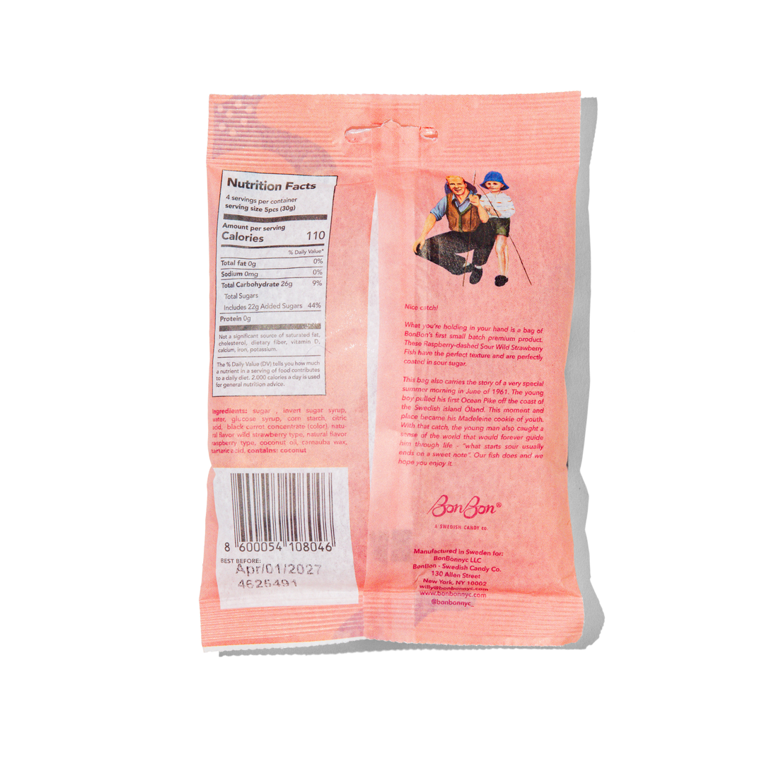 Sour Wild Strawberry Fish - Swedish Candy 5.2oz (150g)