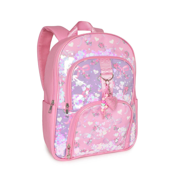 BOW CONFETTI LARGE BACKPACK WITH HEART CHARM