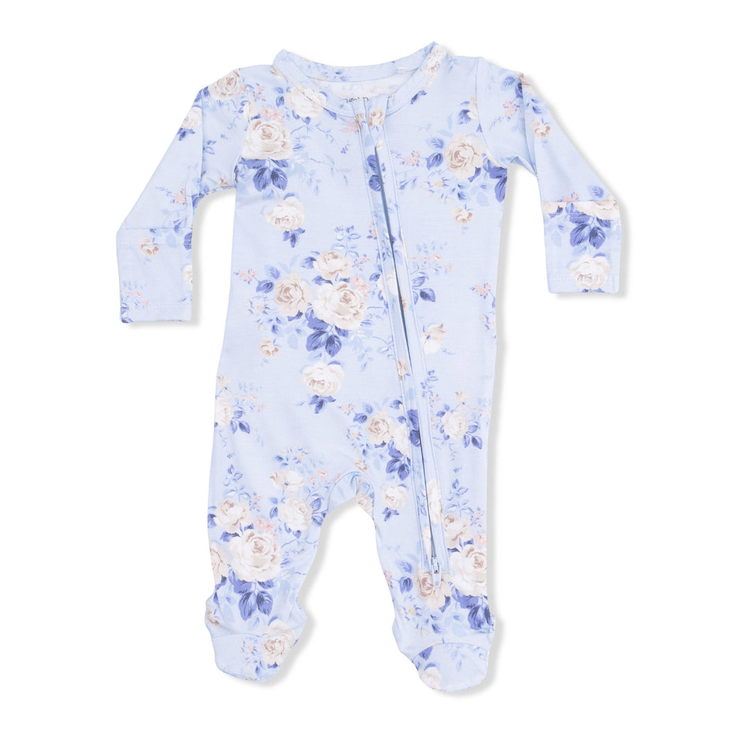 RUFFLE BACK ZIPPER FOOTIE | ROSE FLORAL