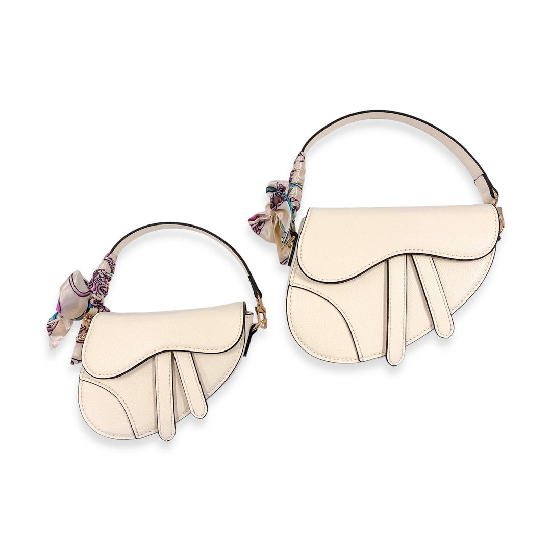 SADDLE PURSE W/ SCARF | IVORY