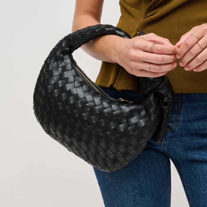 LIZBETH WOVEN KNOT CLUTCH | BLACK