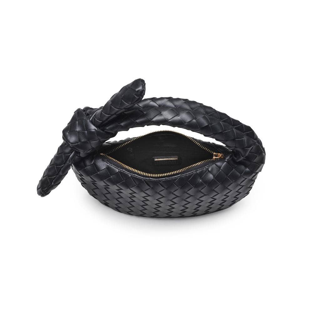 LIZBETH WOVEN KNOT CLUTCH | BLACK