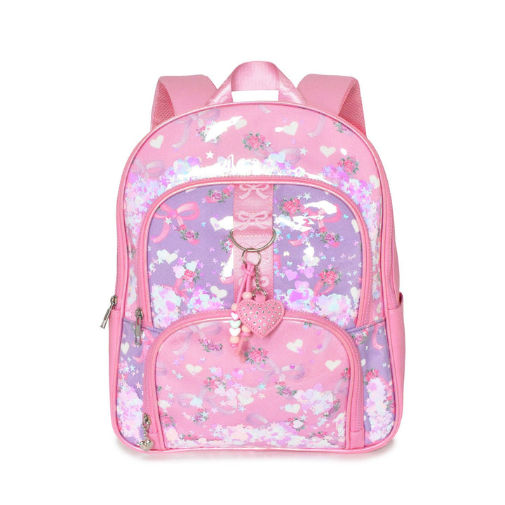 BOW CONFETTI LARGE BACKPACK WITH HEART CHARM
