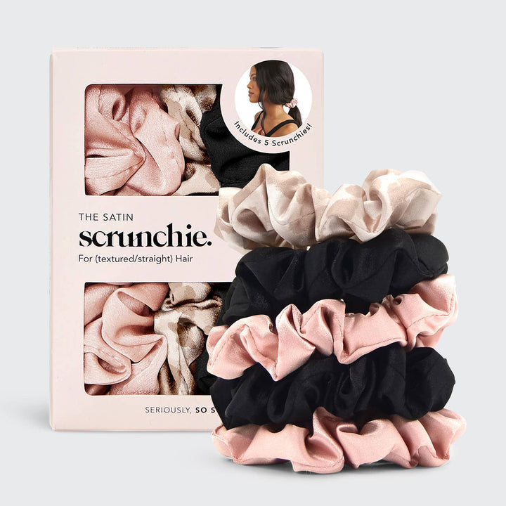 SATIN SLEEP SCRUNCHIES 5PC - ASSORTED