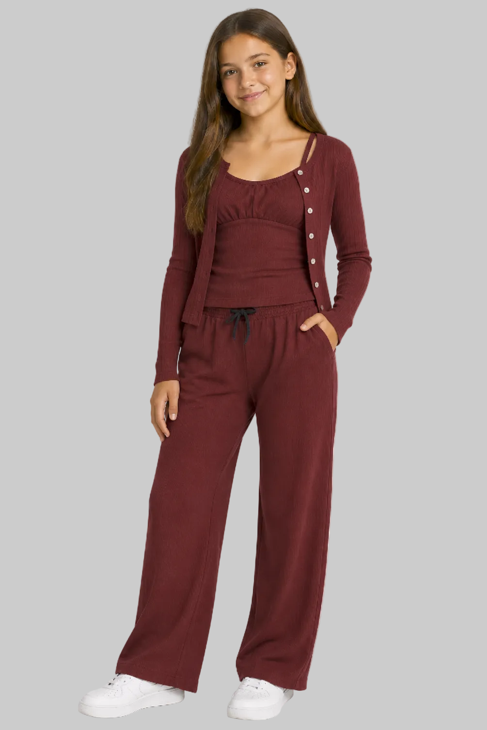 POINTELLE CARDIGAN | BURGUNDY