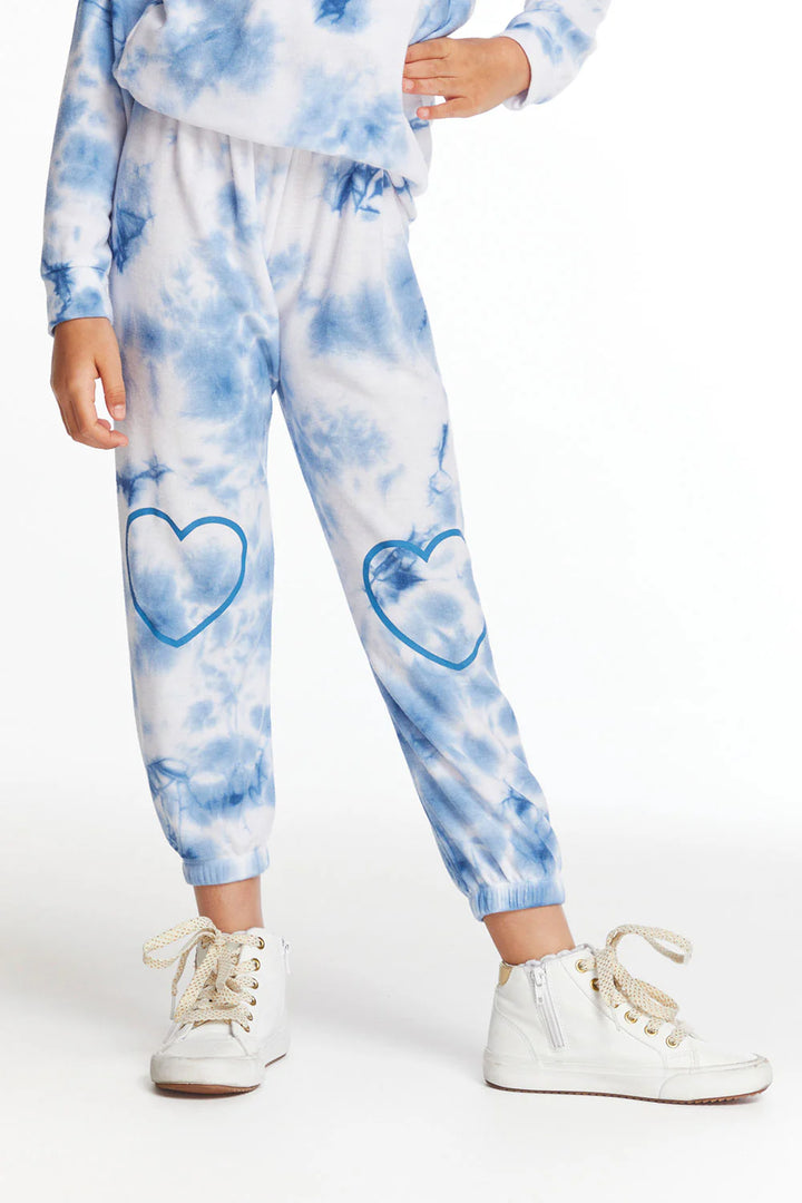 DENIM TIE DYE HEART SWEATPANT