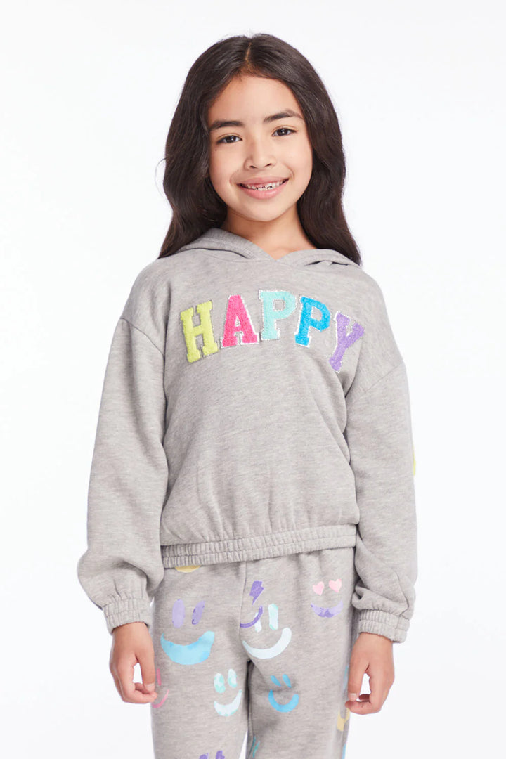 GLITTER SMILEY PULLOVER HOODIE