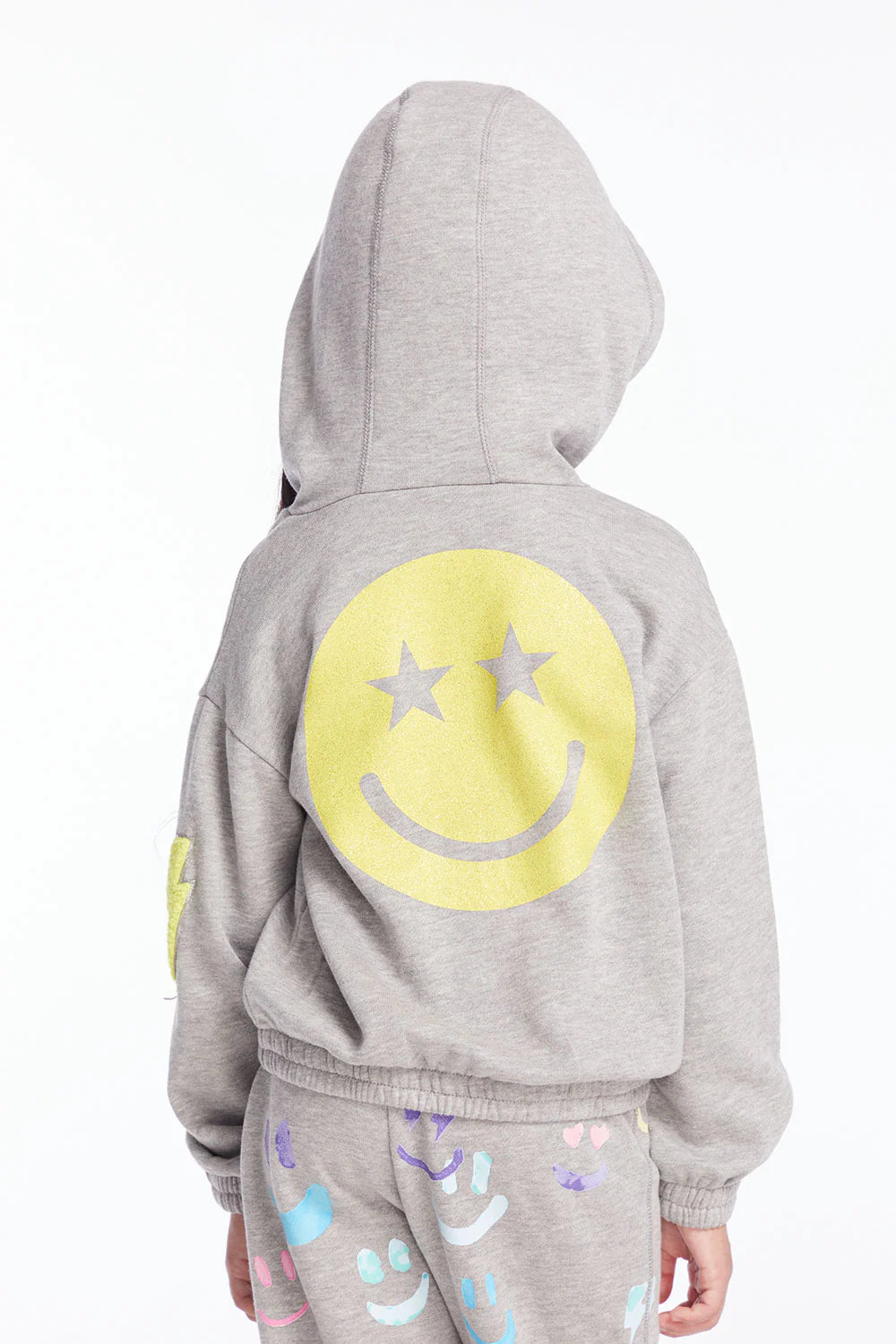 GLITTER SMILEY PULLOVER HOODIE