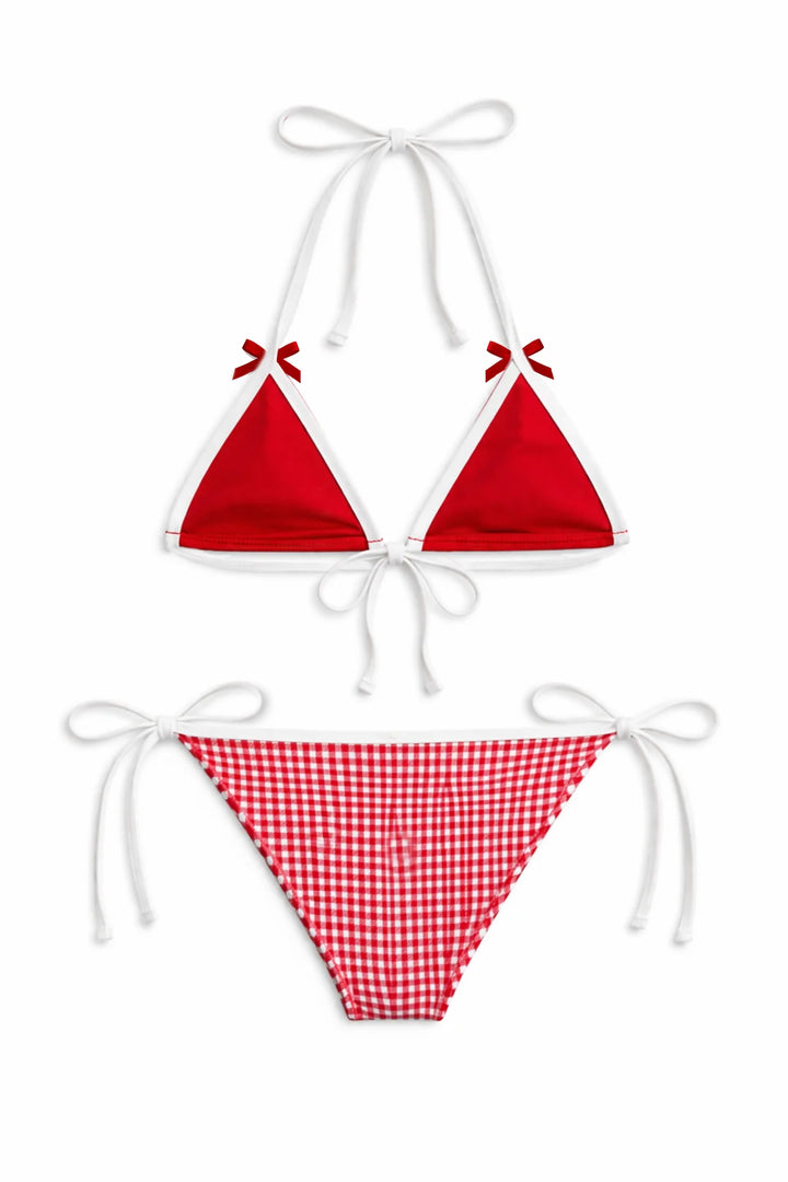 CORAL BIKINI | RED GINGHAM