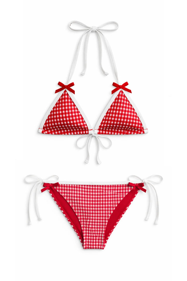 CORAL BIKINI | RED GINGHAM