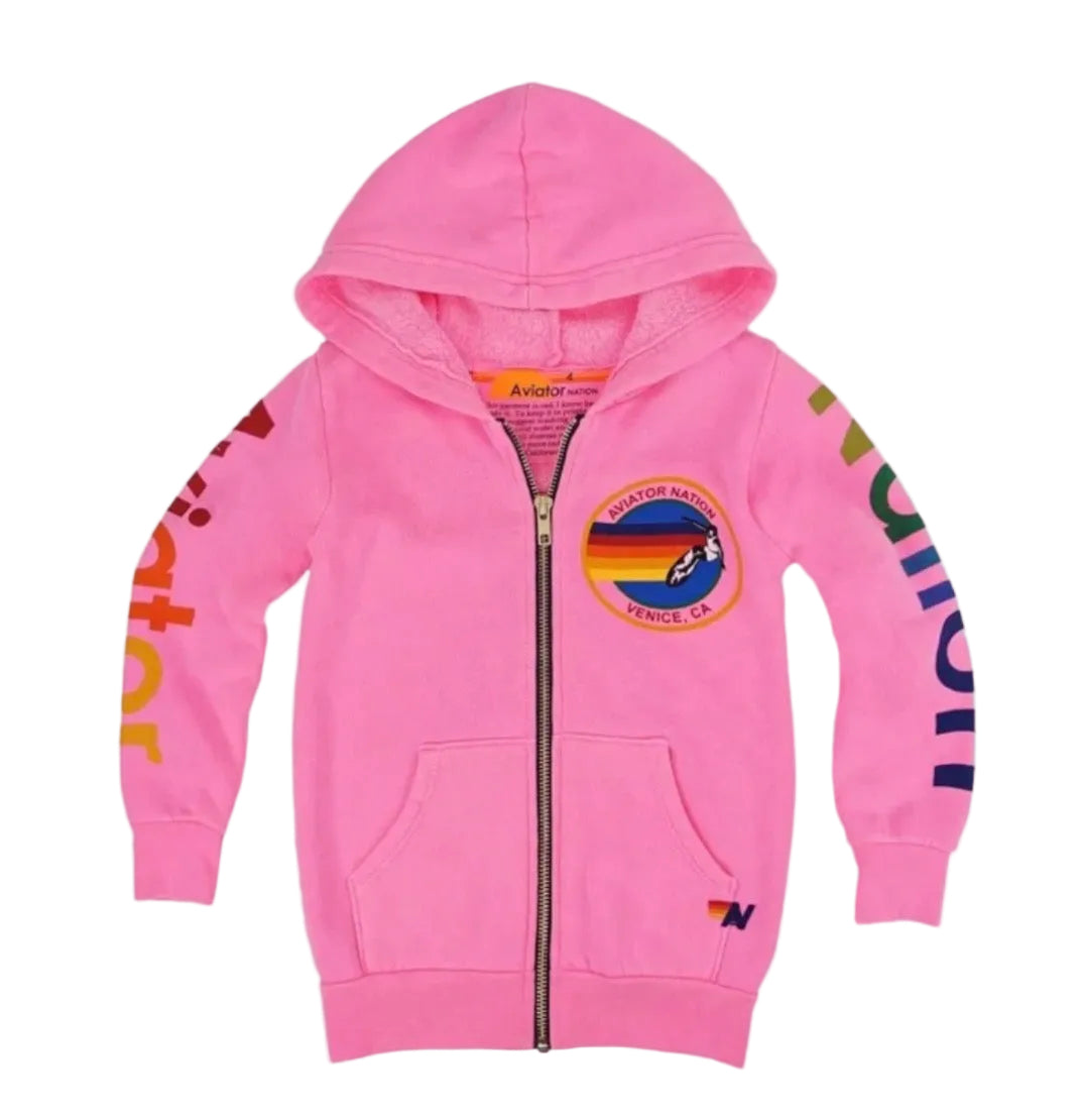 LOGO ZIP HOODIE | NEON PINK