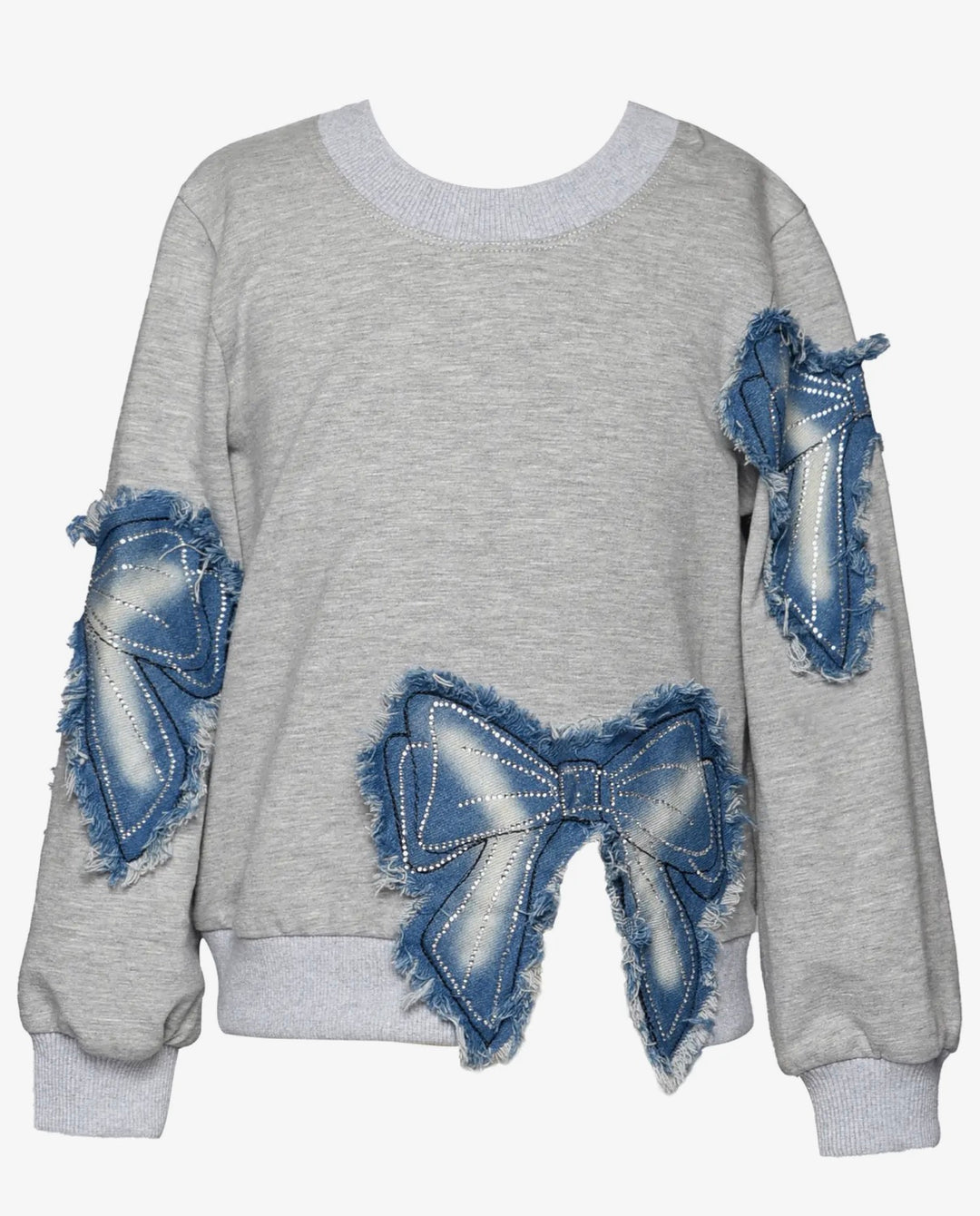 DENIM BOW PATCH DETAIL SWEATSUIT