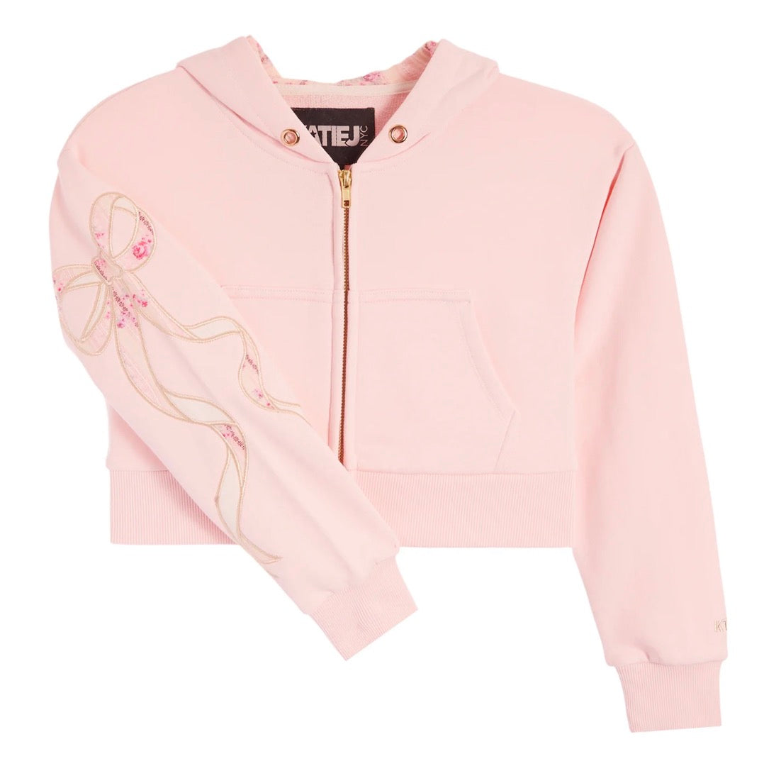 DYLAN CROP ZIP | BOW APPLIQUÉ
