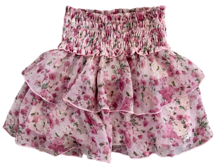 PINK FLORAL CHIFFON SKIRT