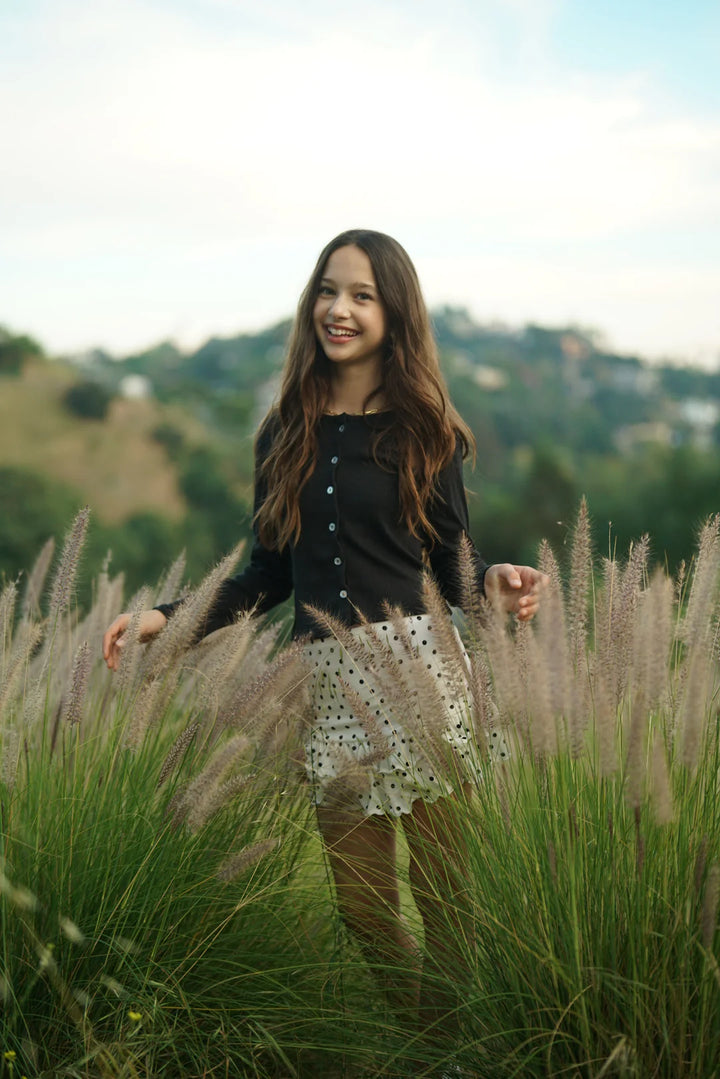 POINTELLE CARDIGAN | BLACK