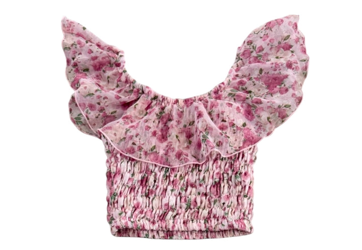 PINK FLORAL CHIFFON TOP