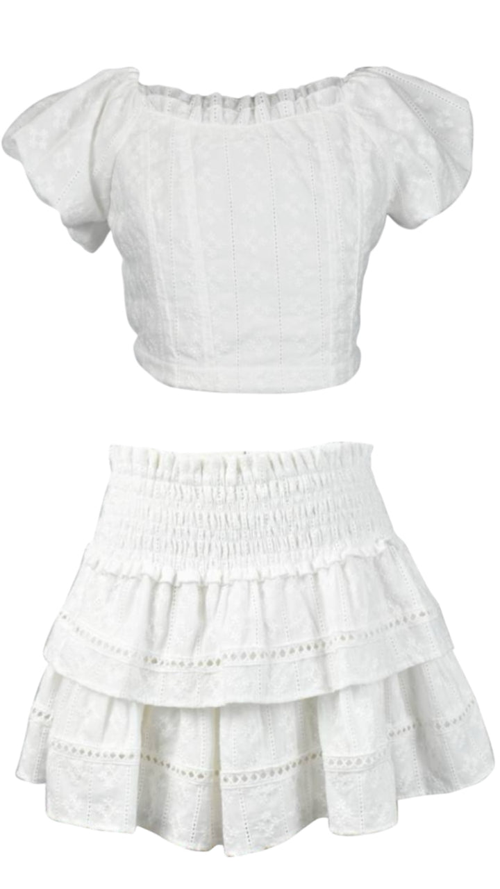 WHITE EYELET SKIRT