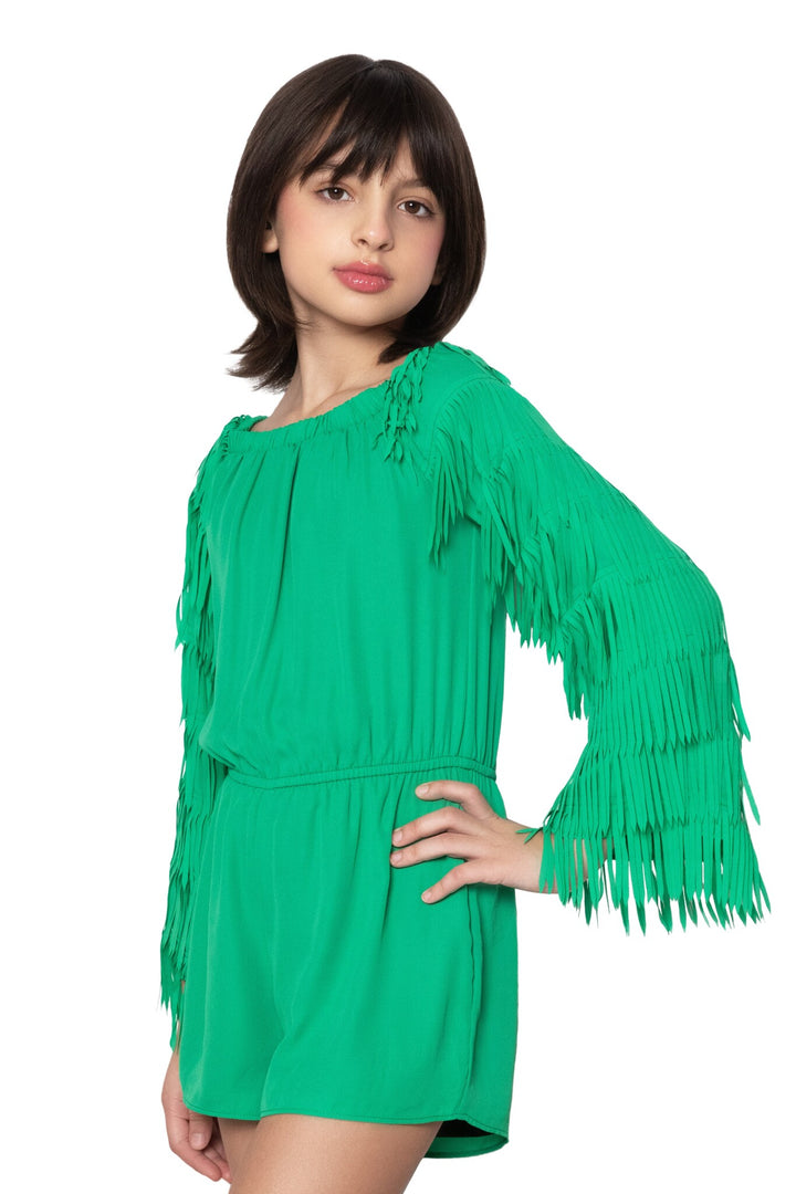 FRINGE ROMPER | GREEN