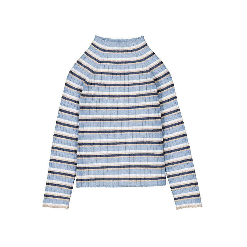 RIBBED MOCKNECK | BLUE STRIPE