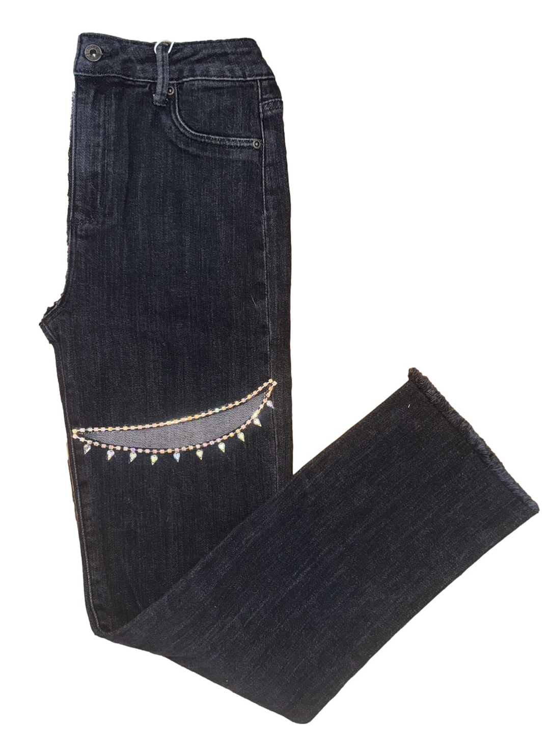 CRYSTAL SLIT JEAN | BLACK