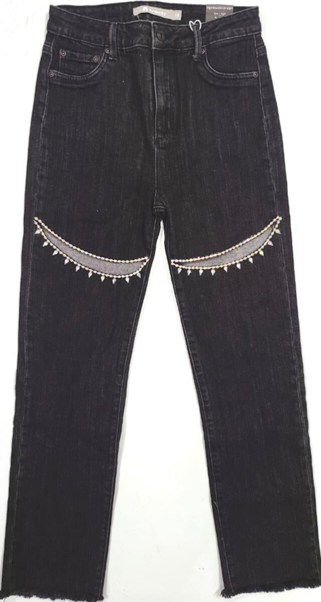 CRYSTAL SLIT JEAN | BLACK