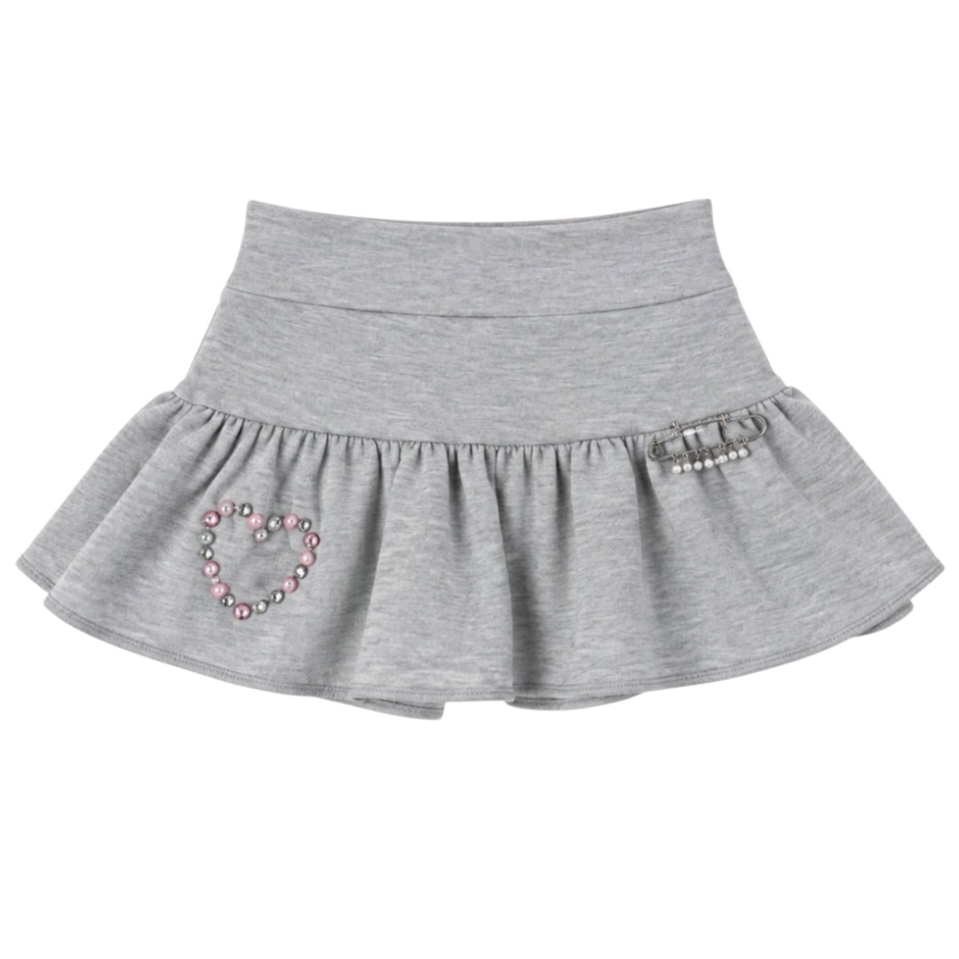 GREY JEWELED SKIRT