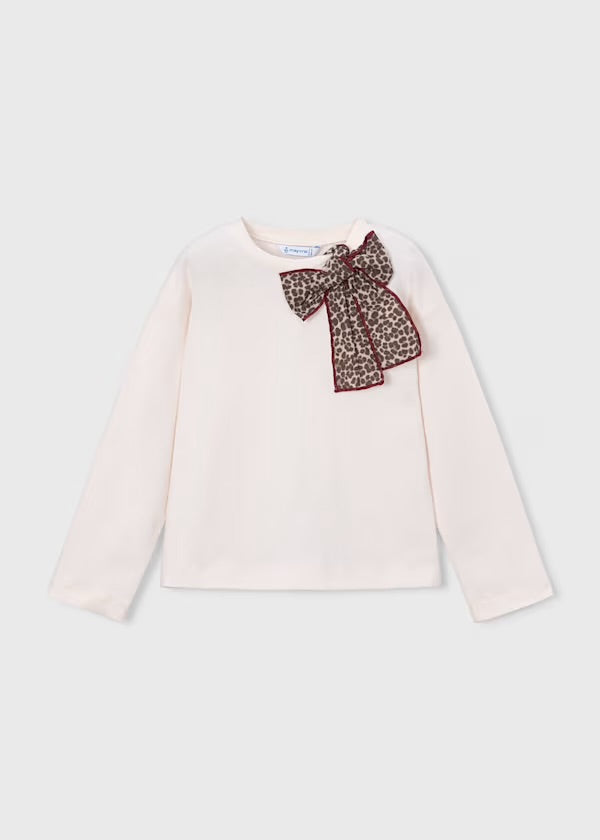 LEOPARD BOW L/S TSHIRT