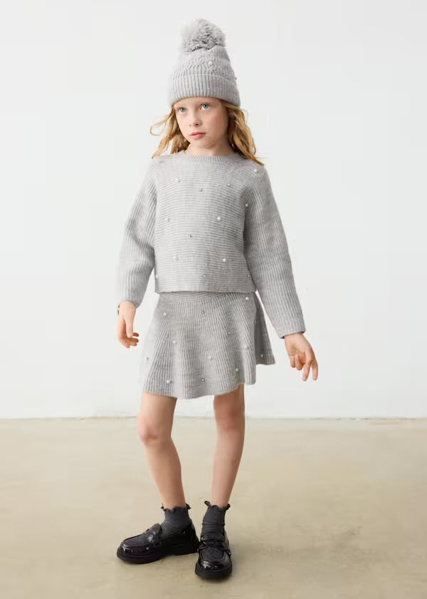 KNIT SKIRT SET W/ PEARLS