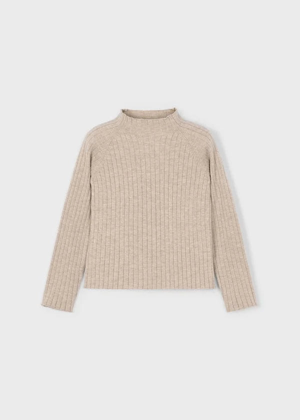 RIBBED MOCKNECK | QUINOA