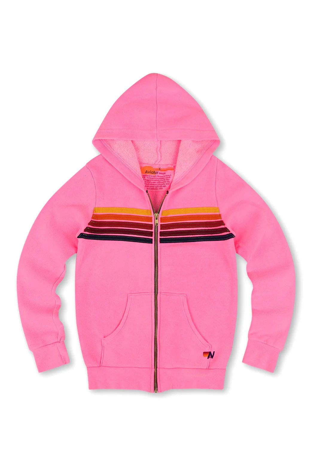 5 STRIPE ZIP HOODIE | NEON PINK