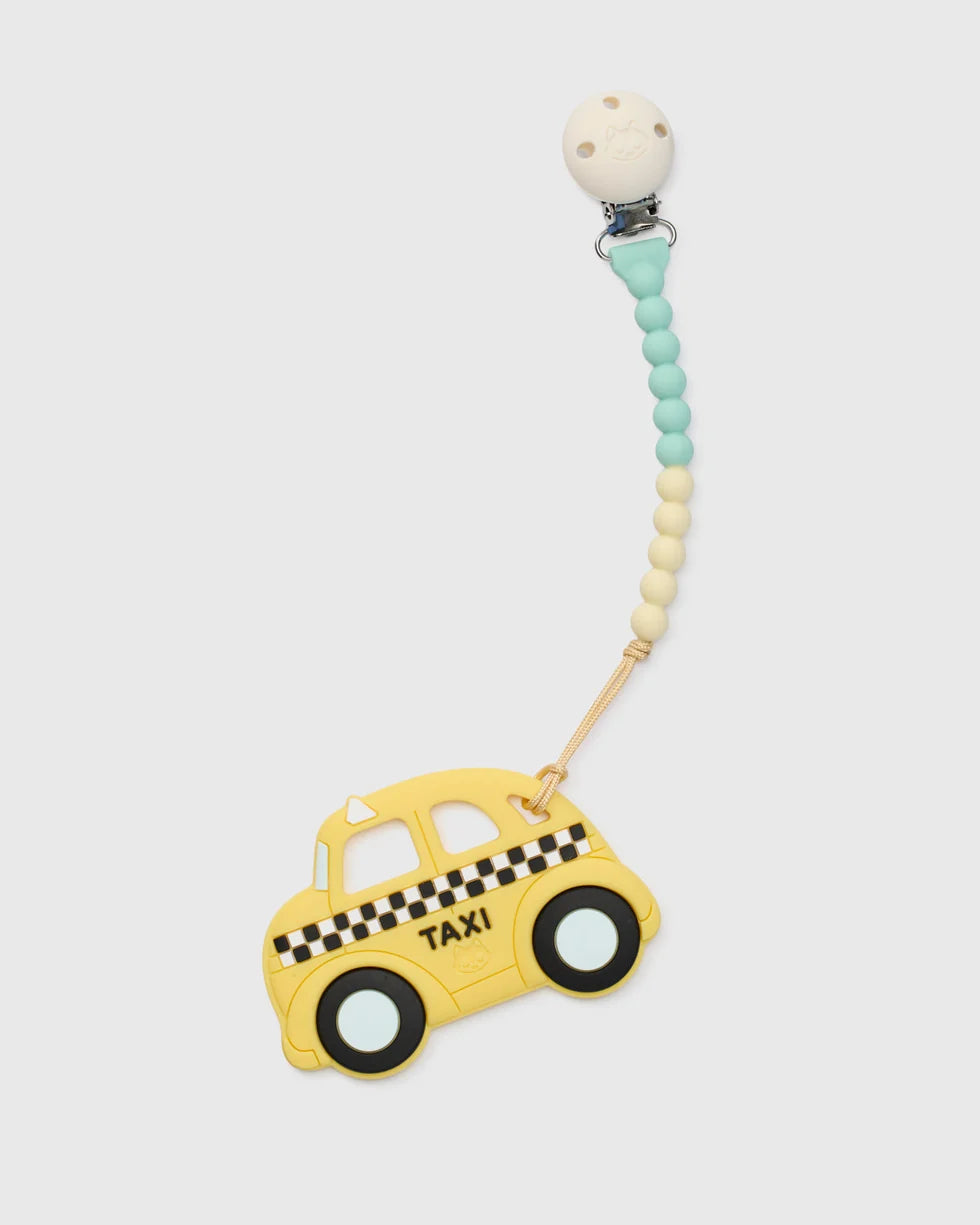PACIFIER CLIP TEETHER SET | YELLOW TAXI