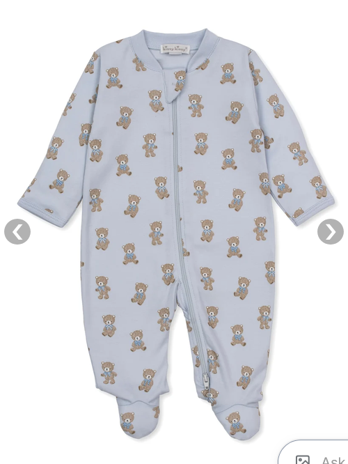 TEDDY BEAR CLUB ZIP FOOTIE | BLUE