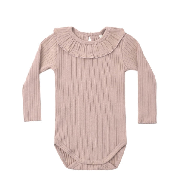 RUFFLE COLLAR BODYSUIT | ROSEWOOD