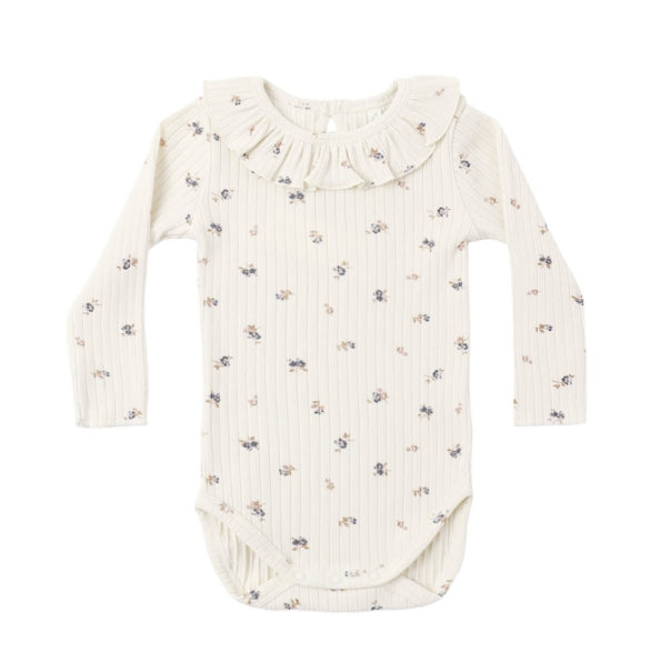RUFFLE COLLAR BODYSUIT | NATURAL DITSY