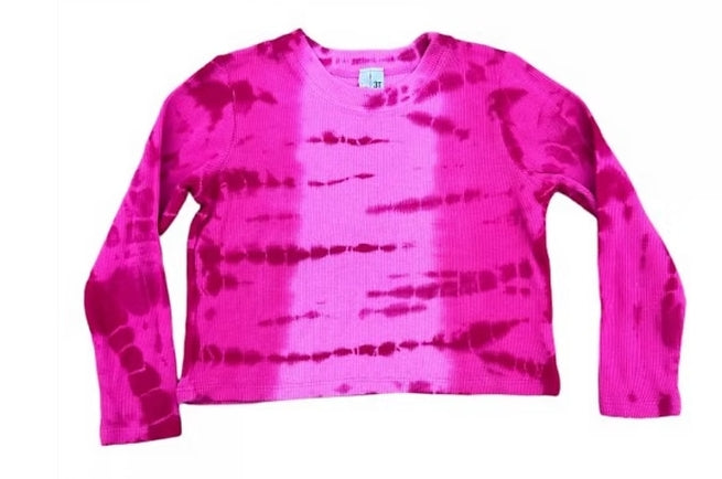 TIE-DYE L/S CREWNECK TEE | NEON PINK