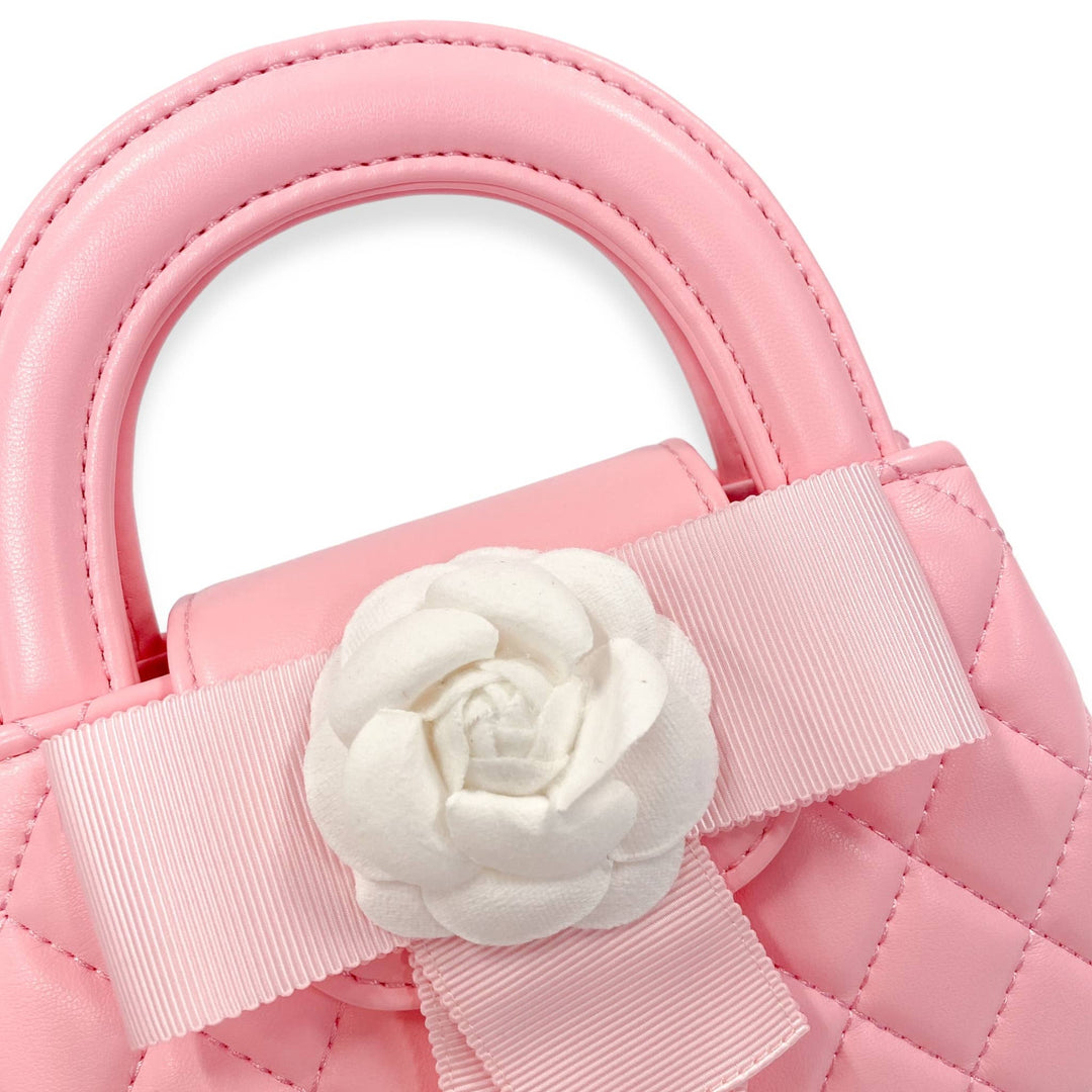 FLORAL APPLIQUÉ QUILTED BAG | BLACK